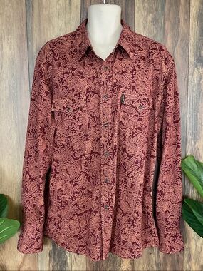 Cinch Paisley Modern Fit Western Button-Down Snap Button Shirt L      303B